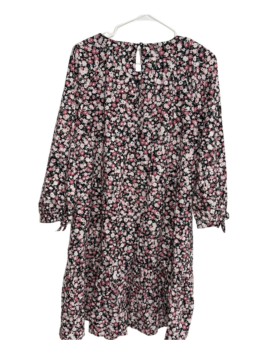 Kate Spade Floral Cotton Dress L Cottagecore 3/4 Sleeve Pink Black Mini